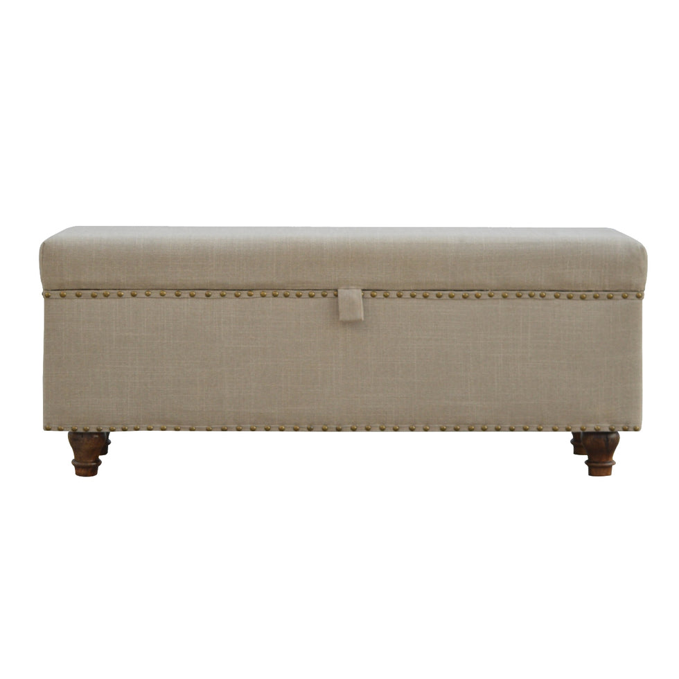 Artisan - Studded Lid-Up Bench in Linen