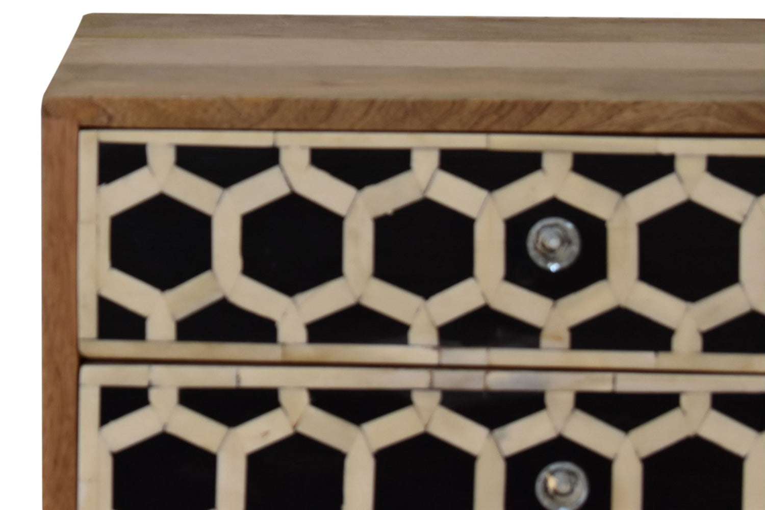Artisan - Bone Inlay Bedside with 2 Drawers in Chestnut, Tapered