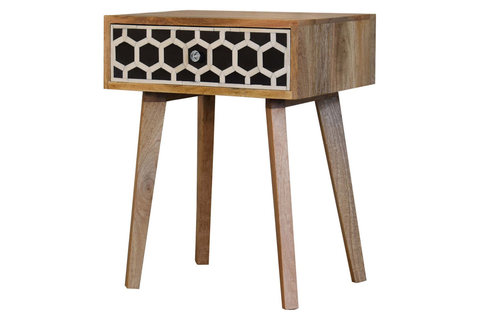 Artisan - Bone Inlay Bedside with 1 Drawers in Oak-ish