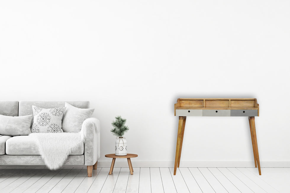 Artisan - Gray Painted Gallery Back Writing Desk