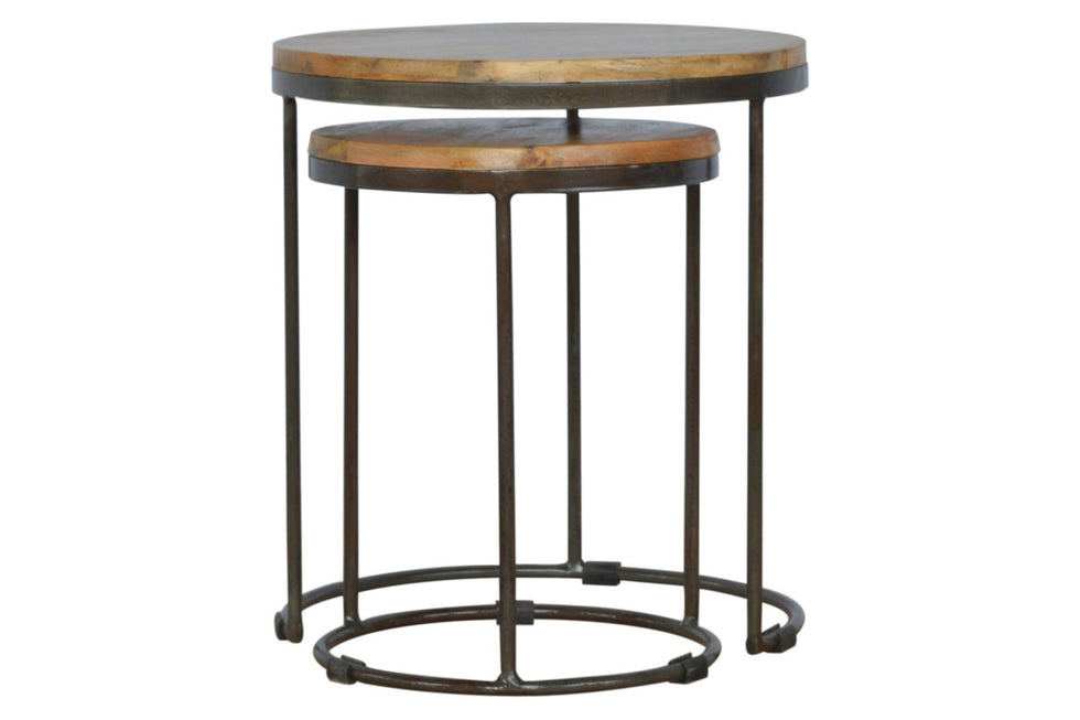 Artisan - Round Stool Set of 2 with Iron Base