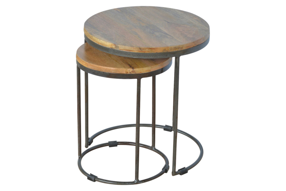 Artisan - Round Stool Set of 2 with Iron Base