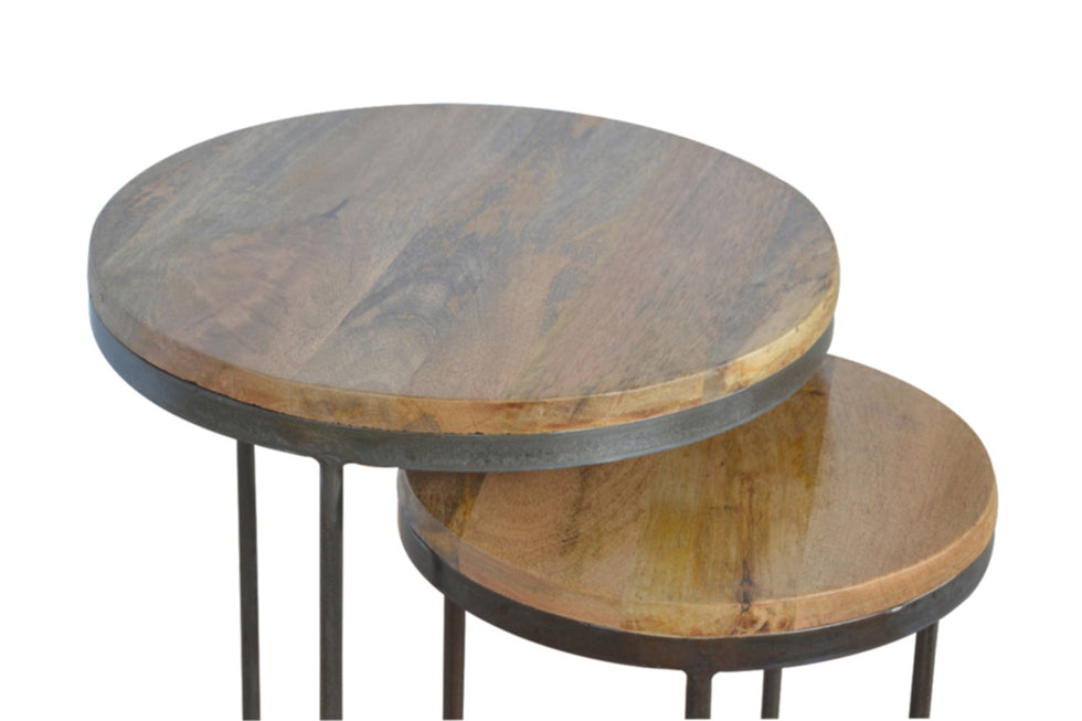 Artisan - Round Stool Set of 2 with Iron Base