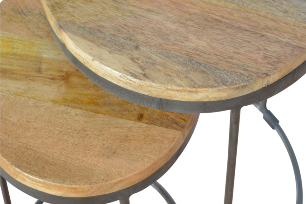 Artisan - Round Stool Set of 2 with Iron Base