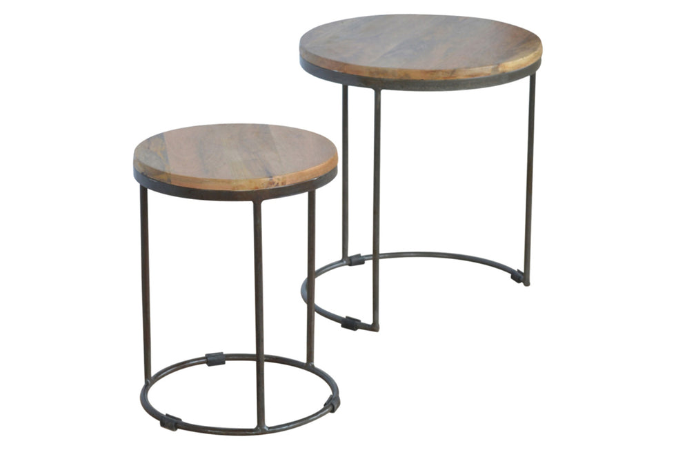 Artisan - Round Stool Set of 2 with Iron Base