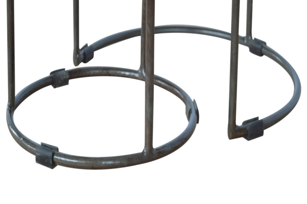 Artisan - Round Stool Set of 2 with Iron Base