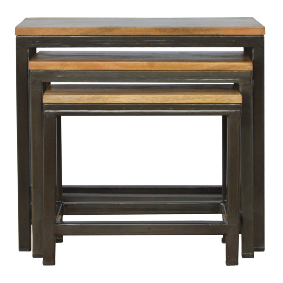 Artisan - Stool Set of 3 with Iron Base