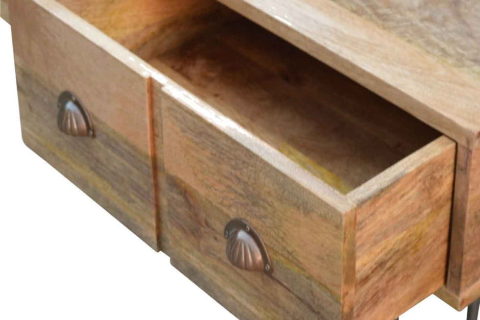 Artisan - Solid Wood 2 Drawers Console Table with Iron Base