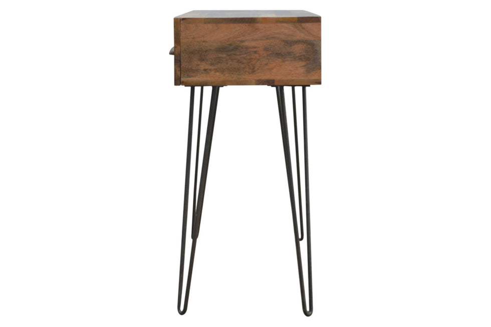 Artisan - Solid Wood 2 Drawers Console Table with Iron Base