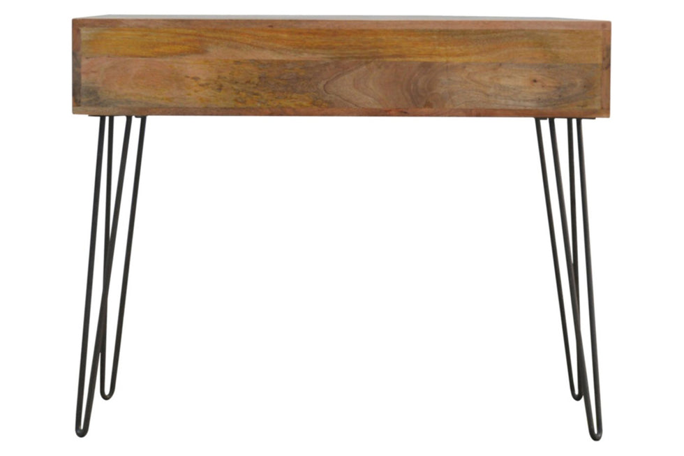 Artisan - Solid Wood 2 Drawers Console Table with Iron Base