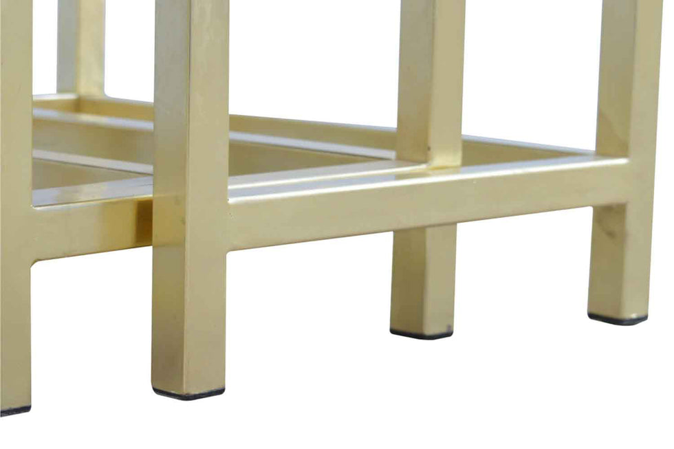 Artisan - Golden Stool Set of 3 with Chunky Wooden Top