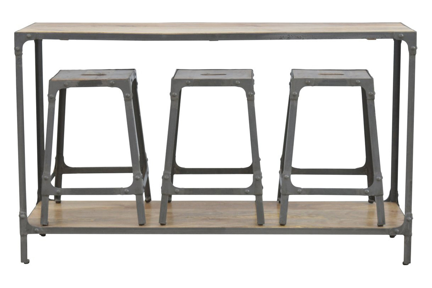 Artisan - Iron Kitchen Table with 3 Nesting Stools