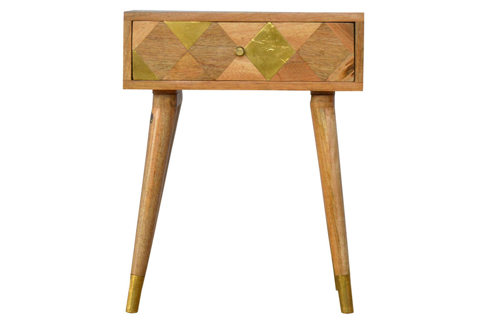 Artisan - Oak-ish Gold Brass Inlay Bedside