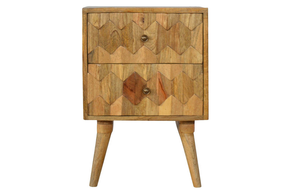 Artisan - Pineapple Carved 2 Drawer Bedside