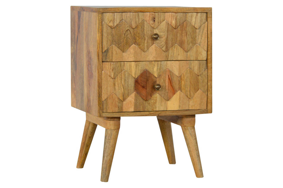 Artisan - Pineapple Carved 2 Drawer Bedside