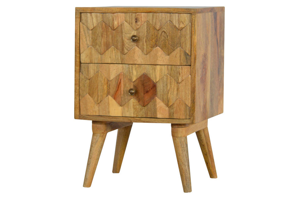 Artisan - Pineapple Carved 2 Drawer Bedside