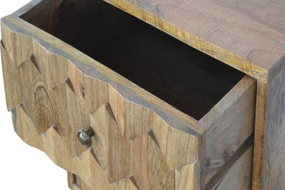 Artisan - Pineapple Carved 2 Drawer Bedside