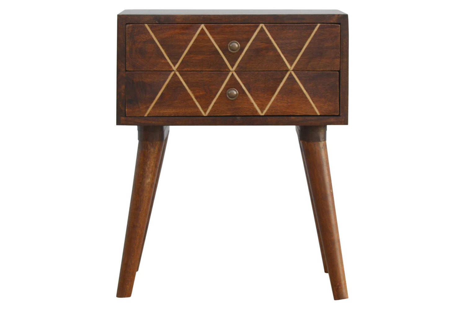 Artisan - Geometric Brass Inlay Bedside 2 Drawers