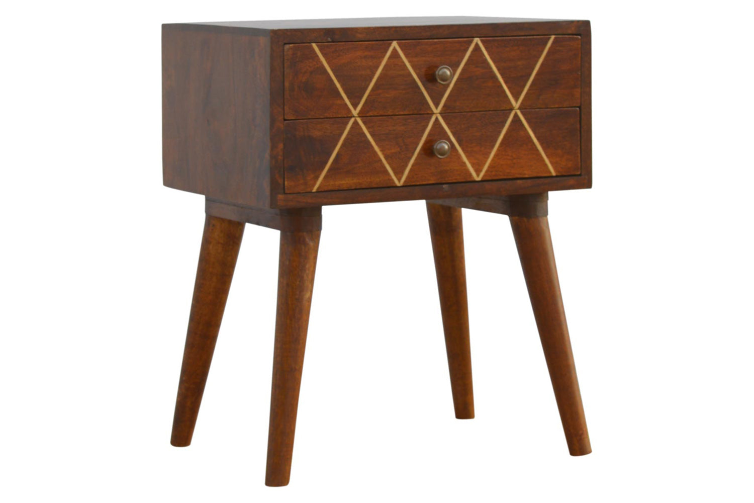 Artisan - Geometric Brass Inlay Bedside 2 Drawers
