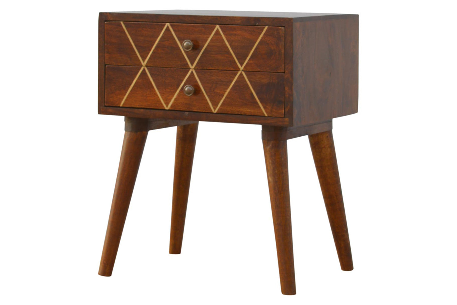 Artisan - Geometric Brass Inlay Bedside 2 Drawers