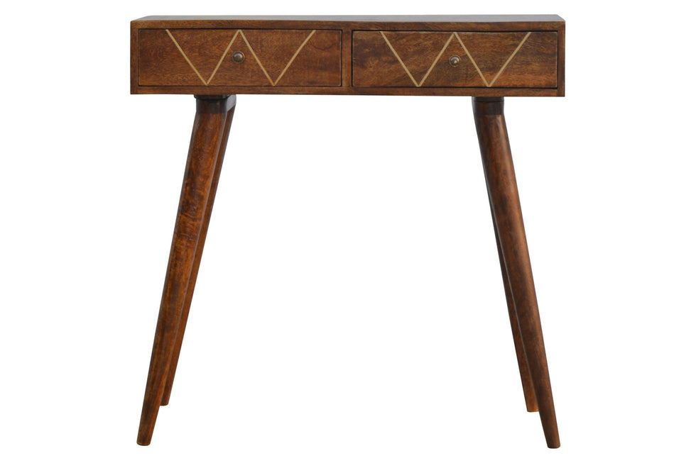 Artisan - Geometric Brass Inlay Console Table in 2 Drawers
