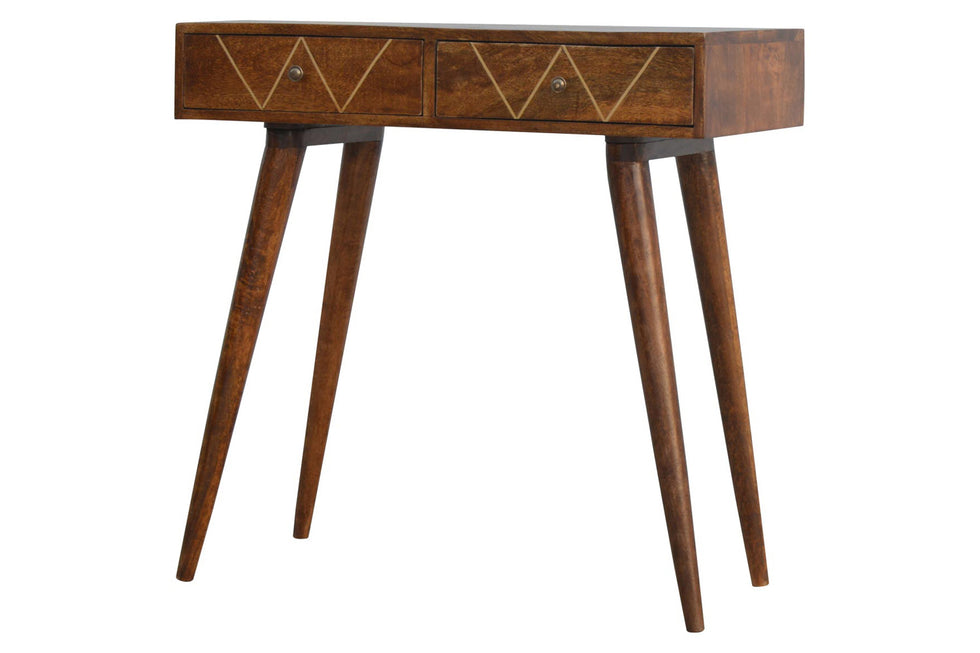 Artisan - Geometric Brass Inlay Console Table in 2 Drawers
