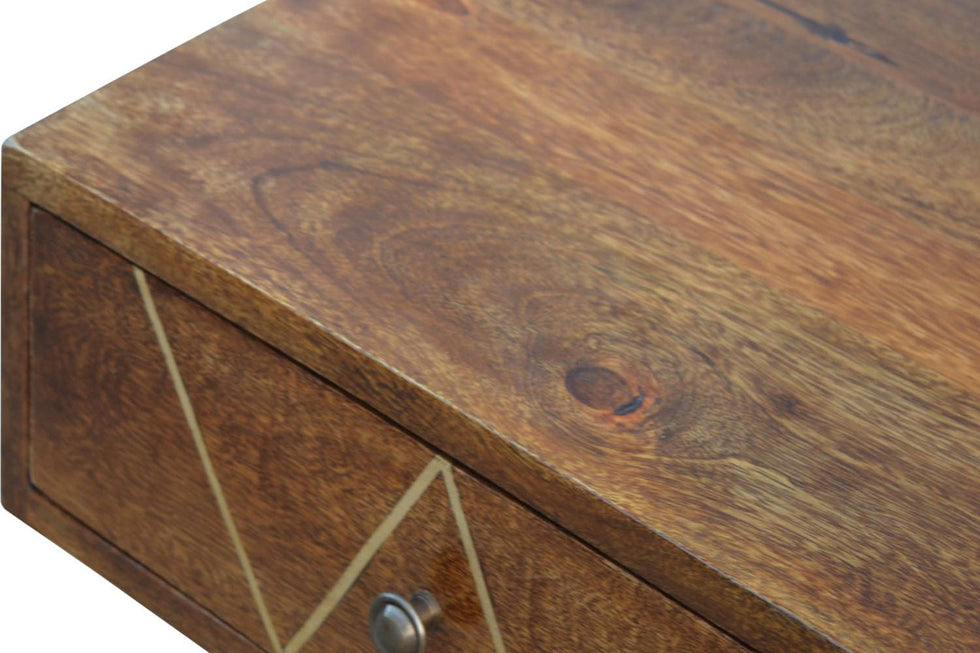 Artisan - Geometric Brass Inlay Console Table in 2 Drawers