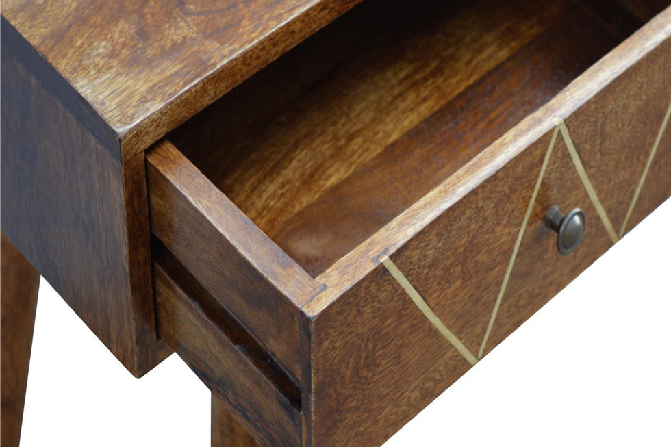 Artisan - Geometric Brass Inlay Console Table in 2 Drawers