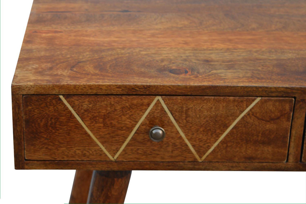 Artisan - Geometric Brass Inlay Console Table in 2 Drawers