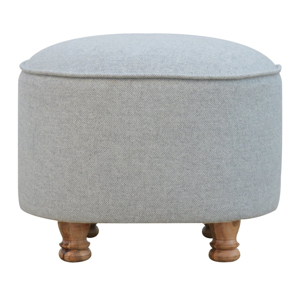 Artisan - Oval Footstool in Light Gray, Tweed
