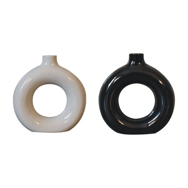 Artisan - Flower Vase in Black/White Gloss