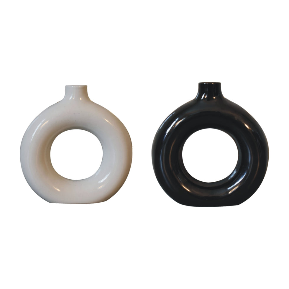 Artisan - Flower Vase in Black/White Gloss