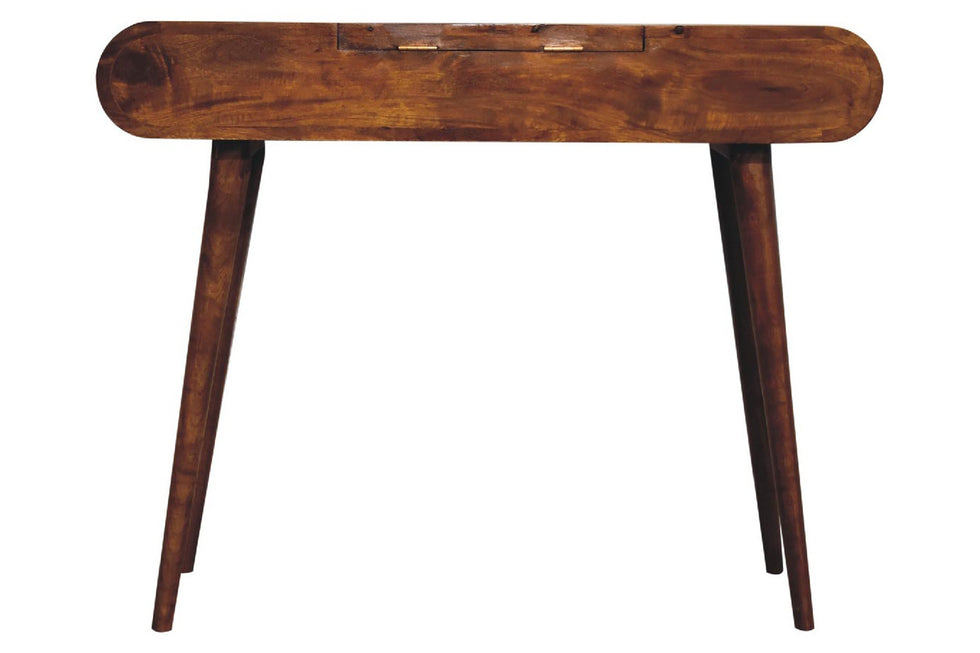 Artisan - Curved Dressing Table with Foldable Mirror in Chestnut