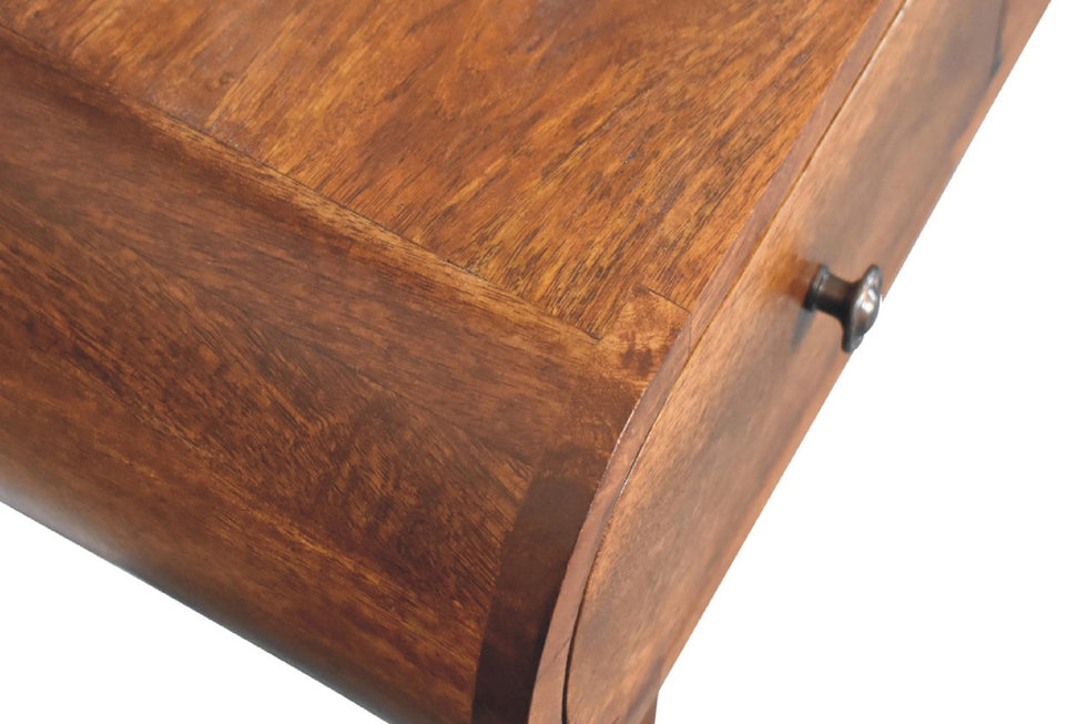 Artisan - Curved Dressing Table with Foldable Mirror in Chestnut