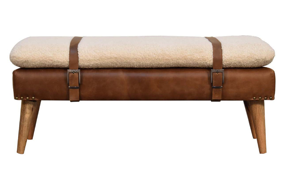 Artisan - Boucle Buffalo Hide Leather Bench