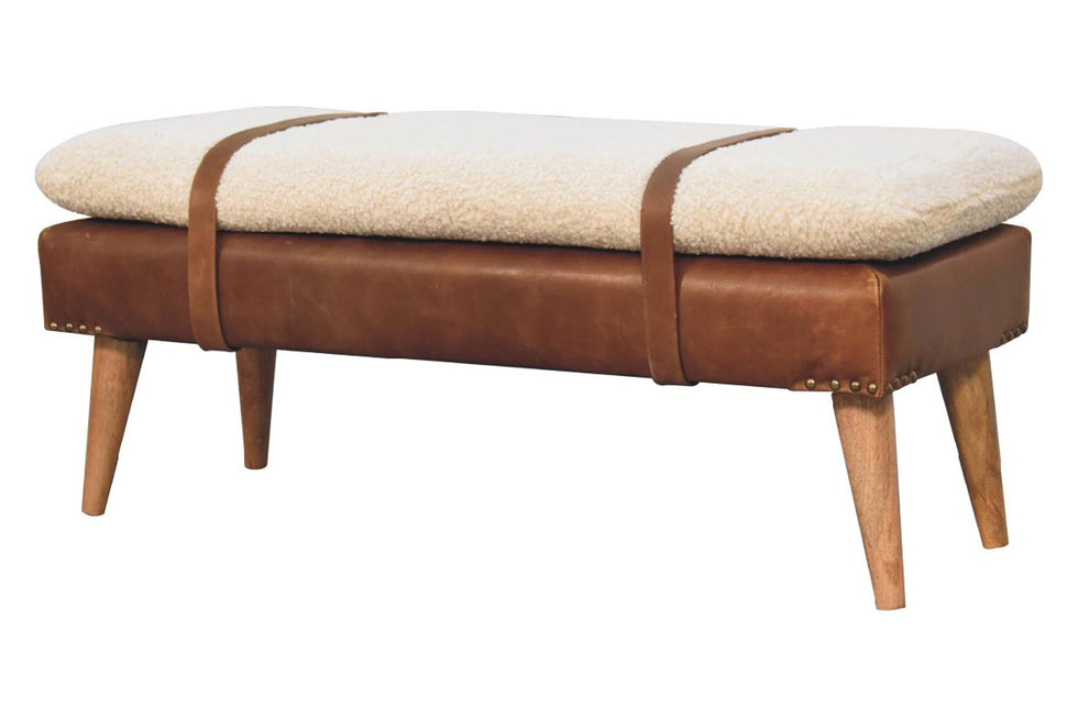 Artisan - Boucle Buffalo Hide Leather Bench