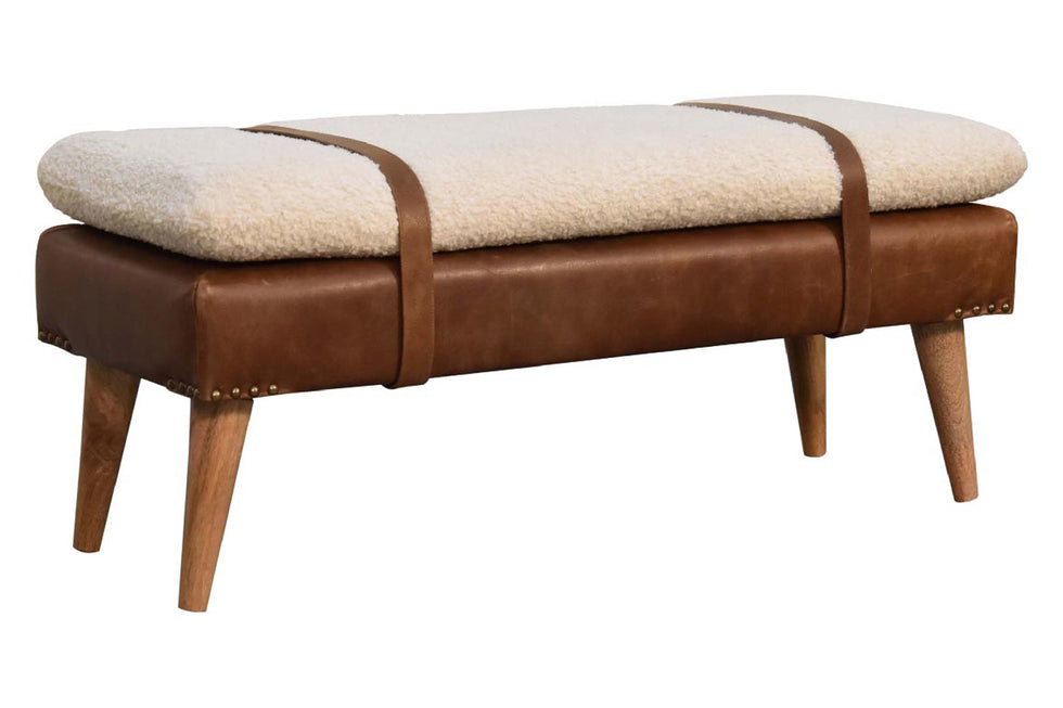 Artisan - Boucle Buffalo Hide Leather Bench