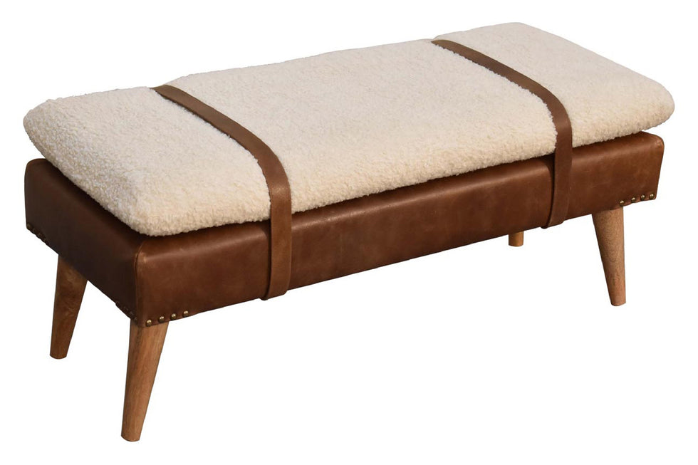 Artisan - Boucle Buffalo Hide Leather Bench