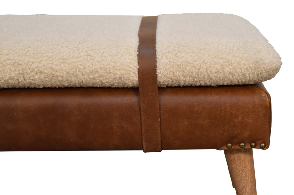 Artisan - Boucle Buffalo Hide Leather Bench