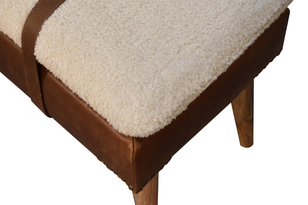 Artisan - Boucle Buffalo Hide Leather Bench