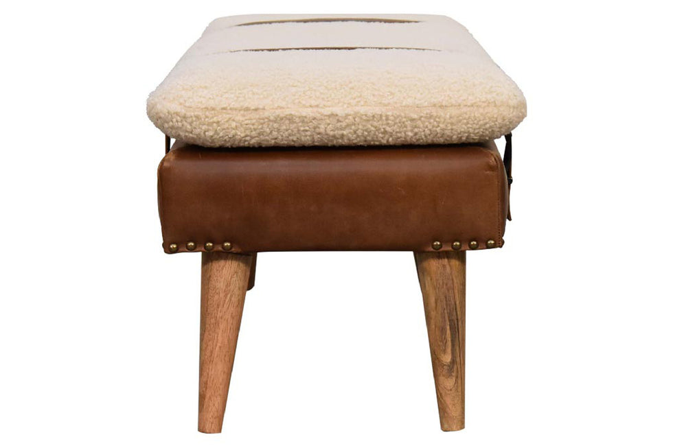 Artisan - Boucle Buffalo Hide Leather Bench