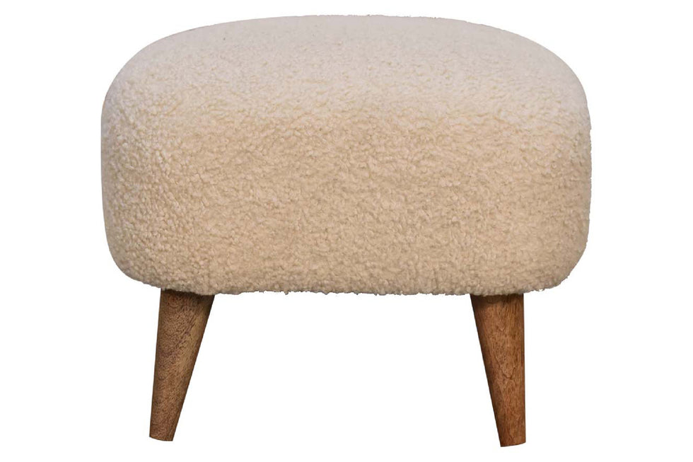 Artisan - Square Footstool in Cream, Boucle