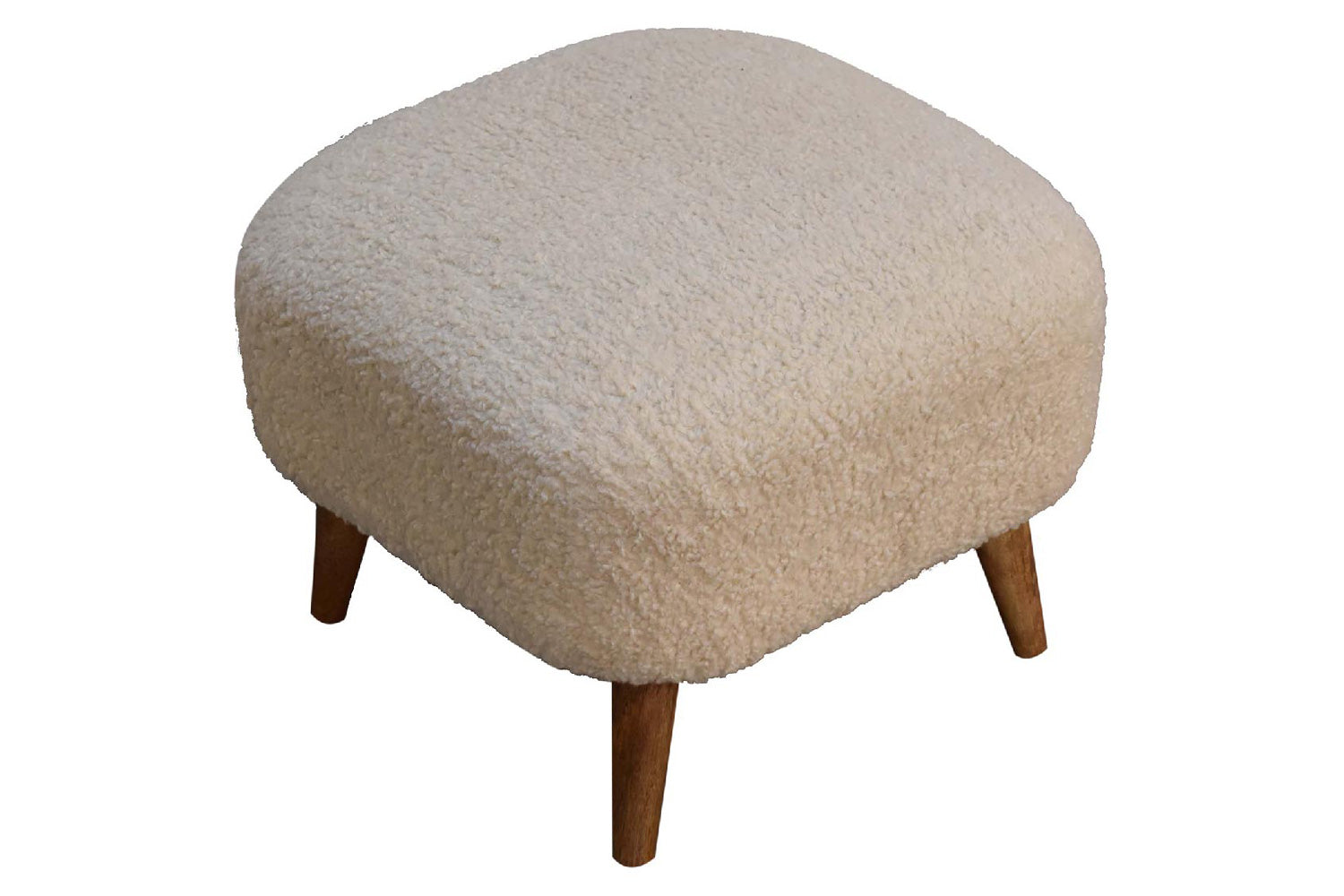 Artisan - Square Footstool in Cream, Boucle