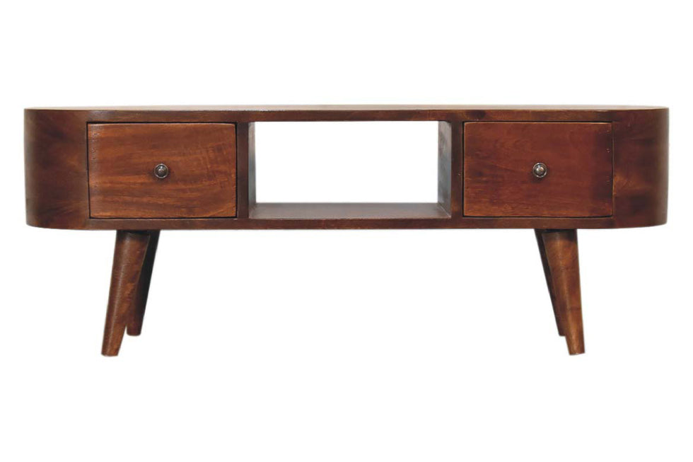 Artisan - Rounded Coffee Table with Open Slot in Chestnut