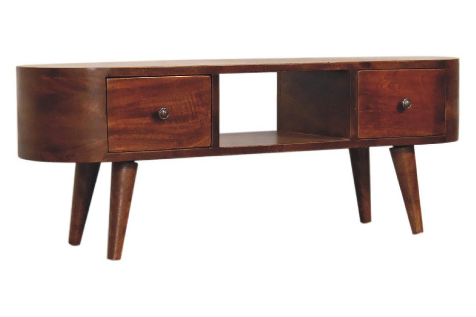 Artisan - Rounded Coffee Table with Open Slot in Chestnut