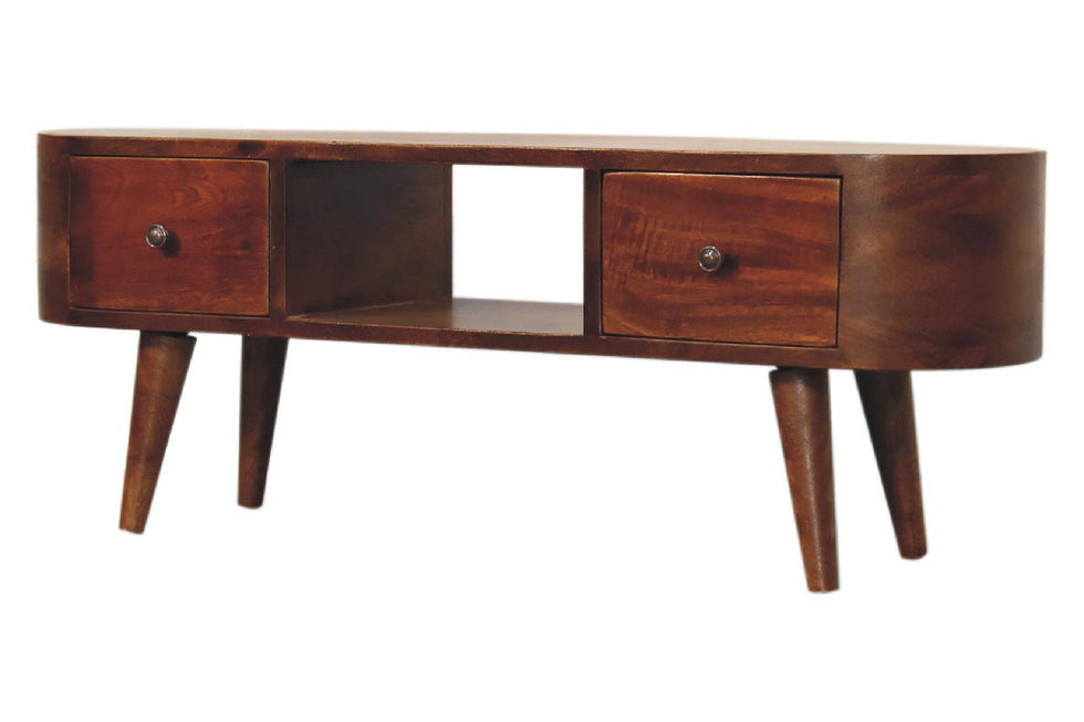 Artisan - Rounded Coffee Table with Open Slot in Chestnut