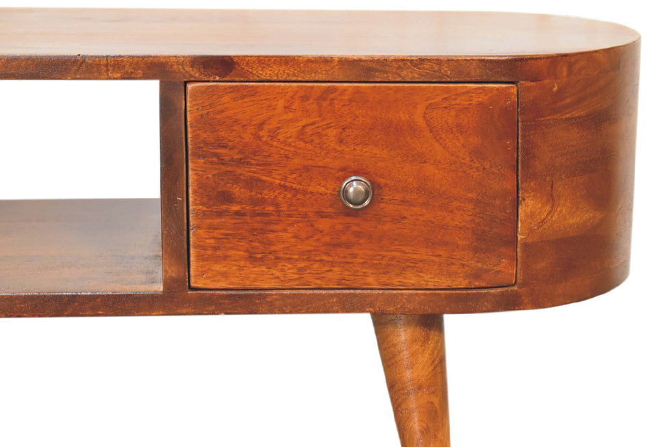 Artisan - Rounded Coffee Table with Open Slot in Chestnut