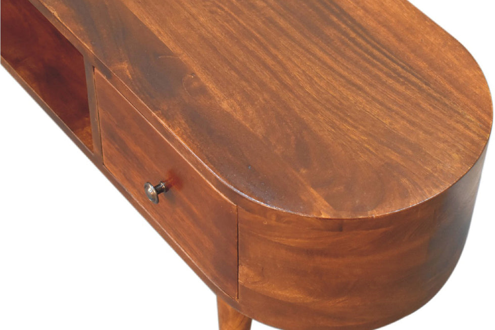 Artisan - Rounded Coffee Table with Open Slot in Chestnut