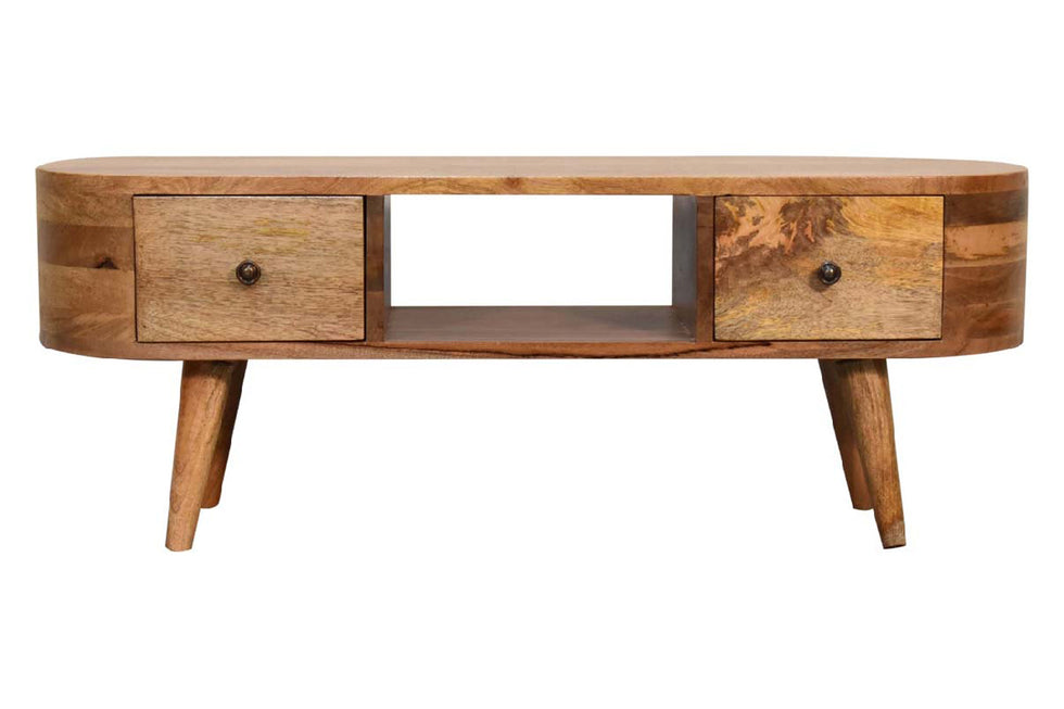 Artisan - Rounded Mini Entertainment Unit in Oak-ish, Open Slot