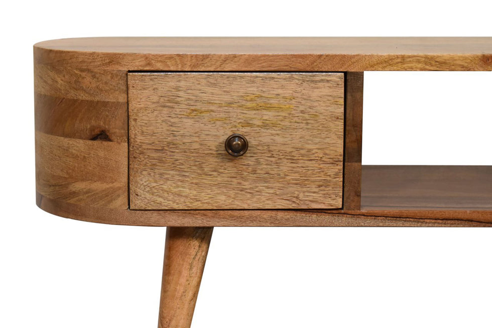 Artisan - Rounded Mini Entertainment Unit in Oak-ish, Open Slot
